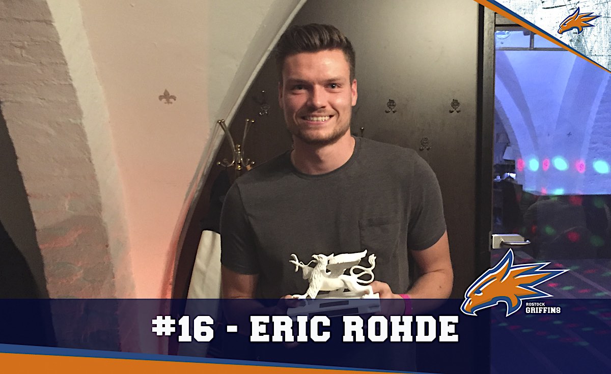 ROSTOCK GRIFFINS 16 ERIC ROHDE Rookie of the year