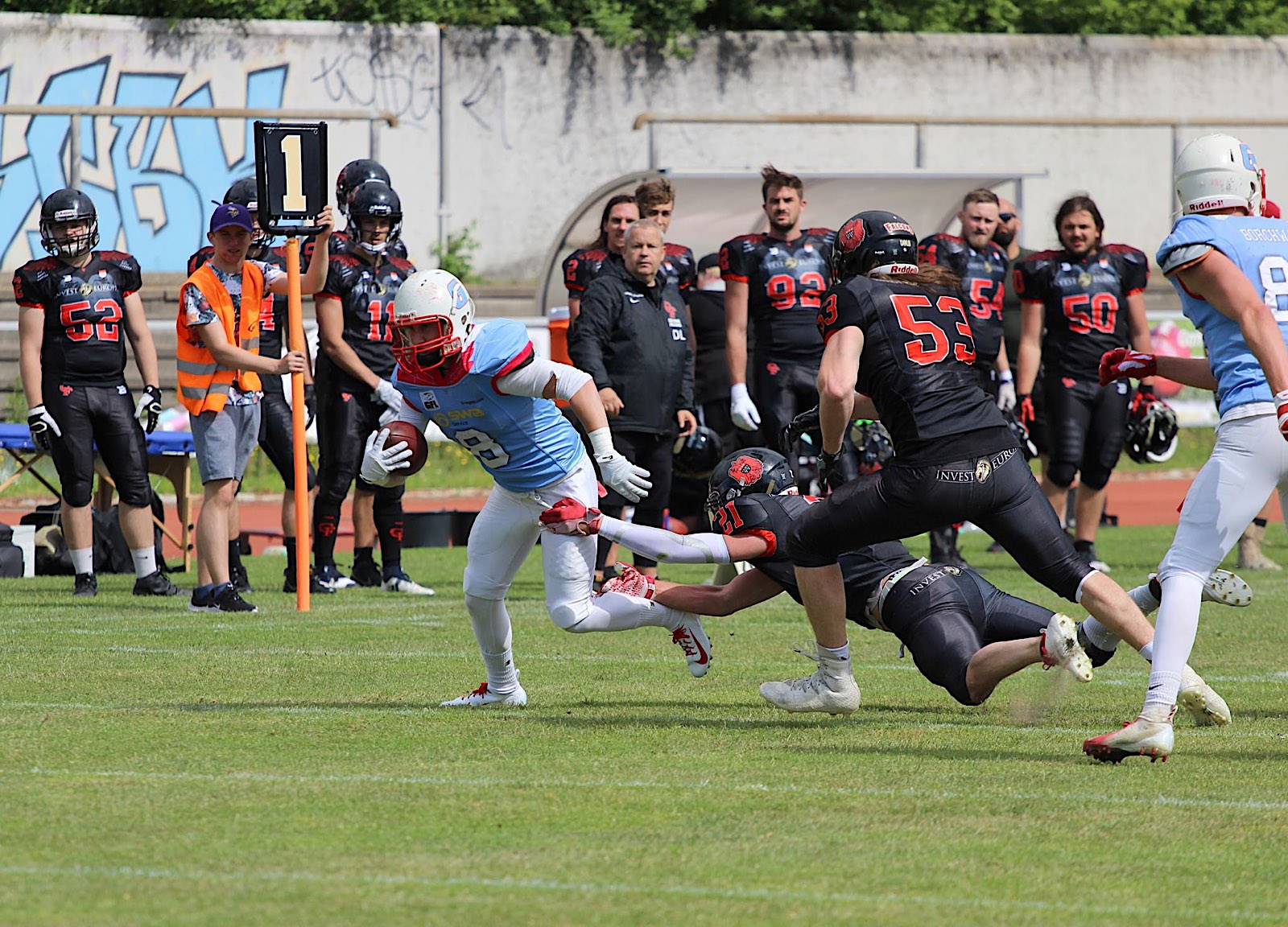 Gamecocks Runningback Ben Michel im Spiel gegen die Cologne Falcons am 8.6.2019