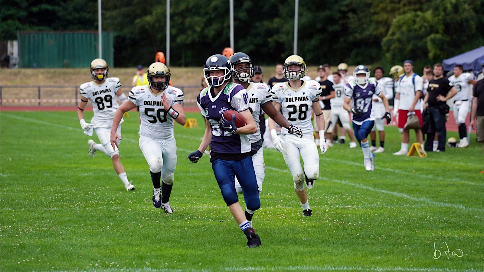 Typhoons Wide Receiver Frederik Wieding beim spielentscheidenden Touchdown (Foto: Bernd Thiel-Wieding)