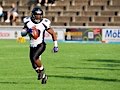 Langenfelds Quarterback Jarvis McClam (#10) bekamen die Solingen nicht immer unter Kontrolle (Foto: Nick Jungnitsch)
