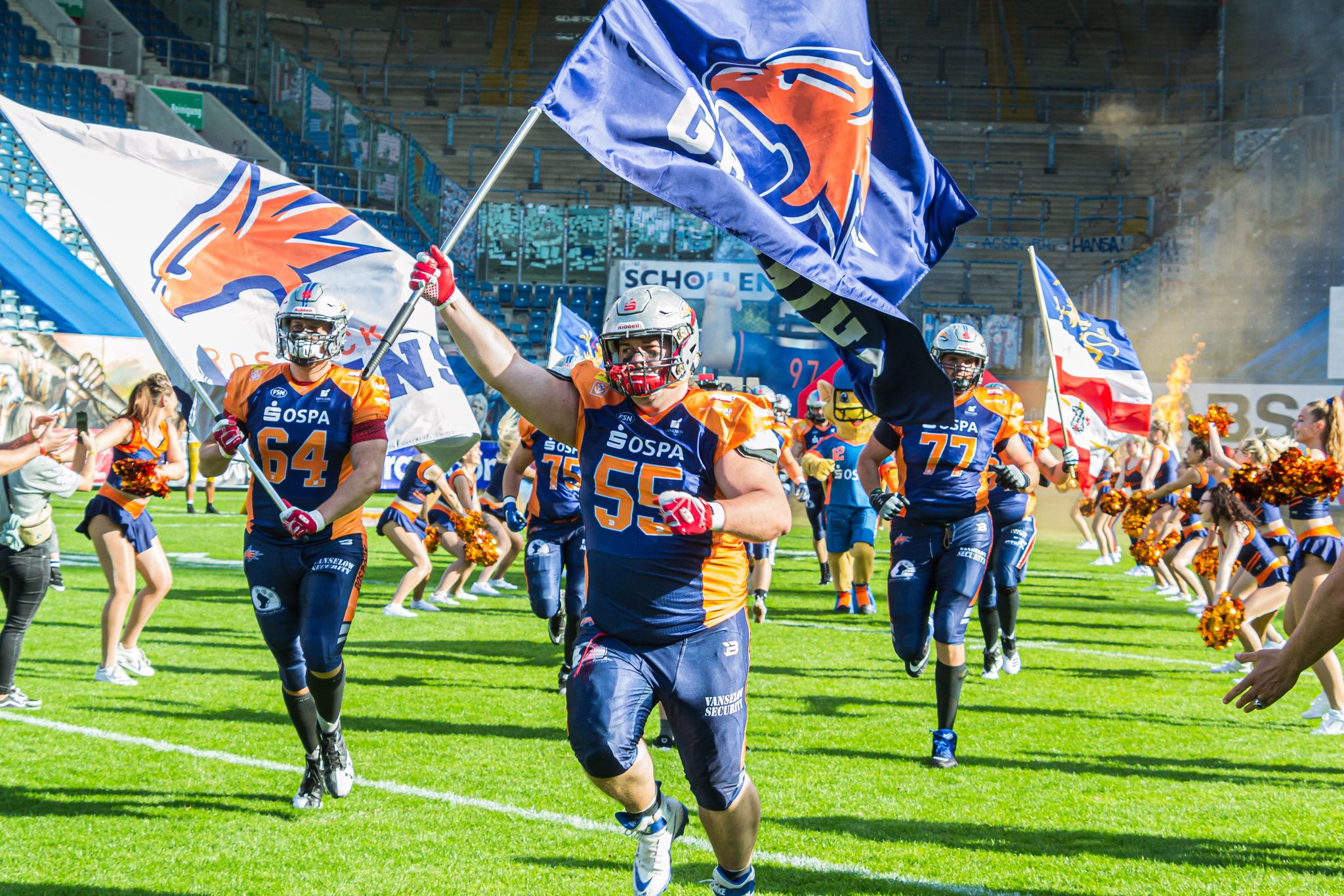 Griffins laufen ins Ostseestadion ein