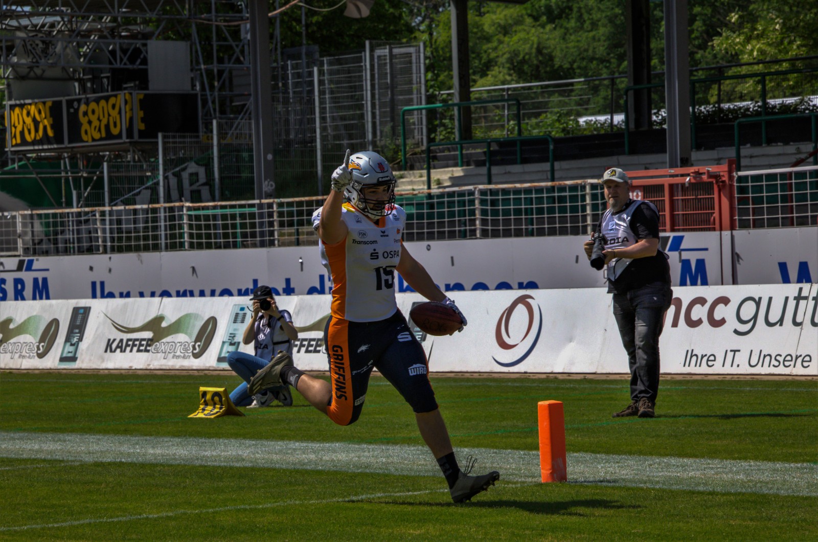 Jonas Beumer bei seinem ersten Saison Touchdown - Foto: Rostock Griffins