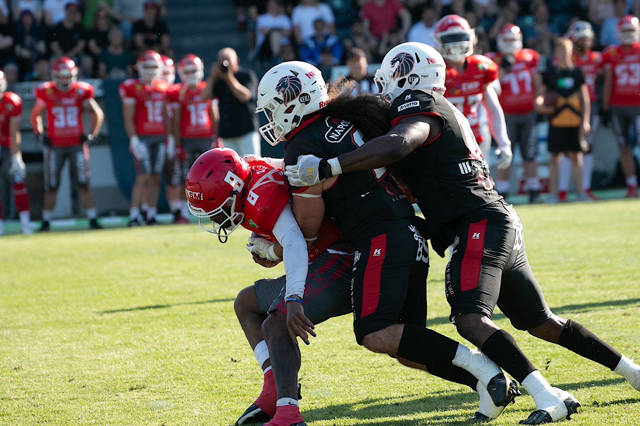 Potsdam QB 8 Jaylon Henderson war nur schwer zu stoppen - Foto: Fabian Uebe