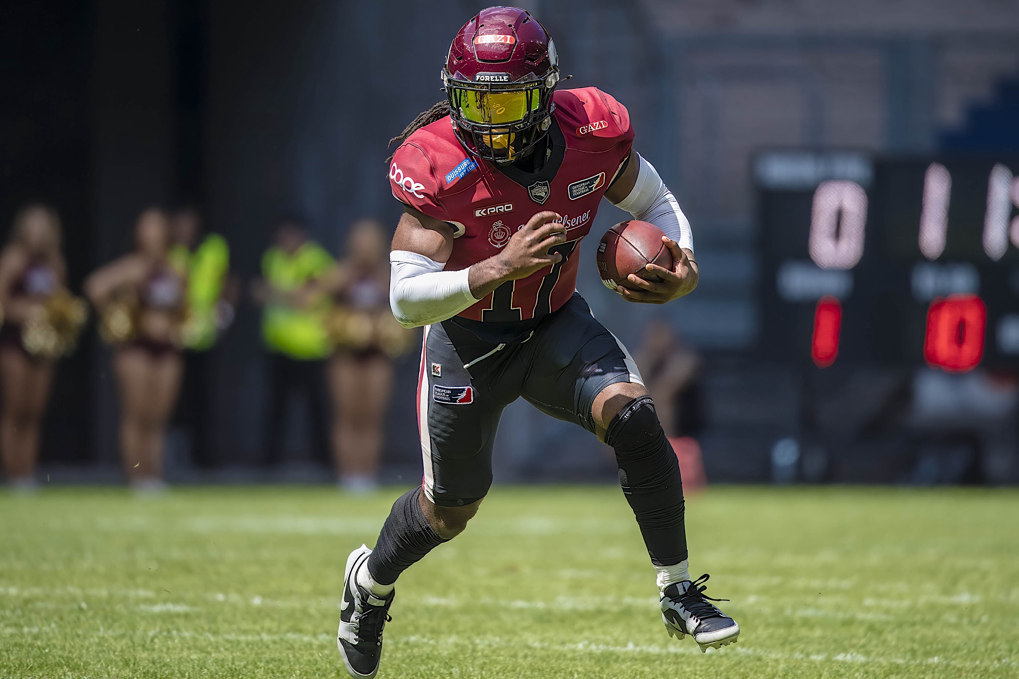 Auch in diesem Spiel erzielte Glen Toonga einen Touchdown für Rheinfire - Foto: Nick Jungnitsch