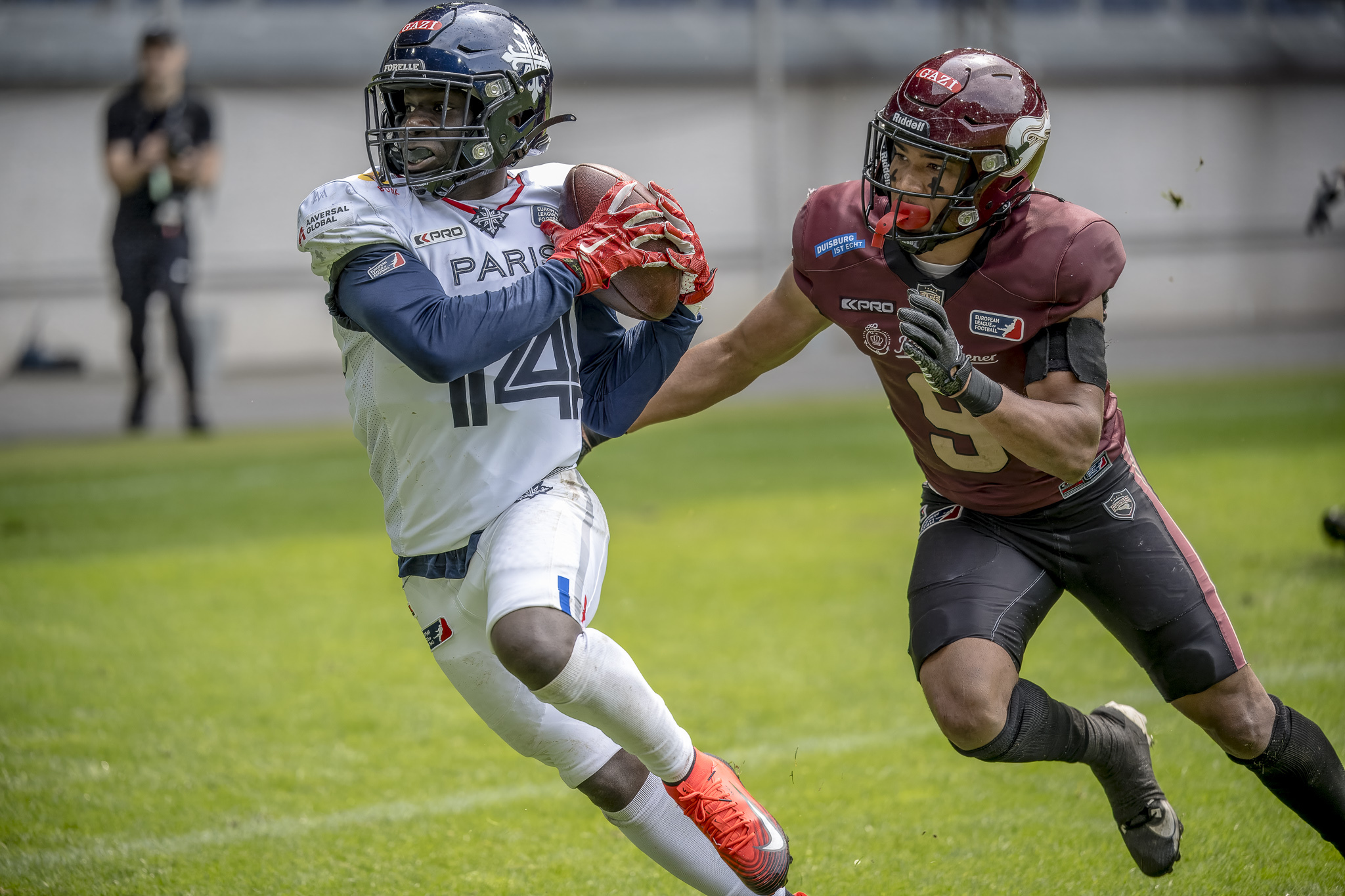 Cheikhou Sow von den Paris Musketeers trug sich mit seinen Touchdown auf das Scorerboard ein - Foto: Oliver Jungnitsch