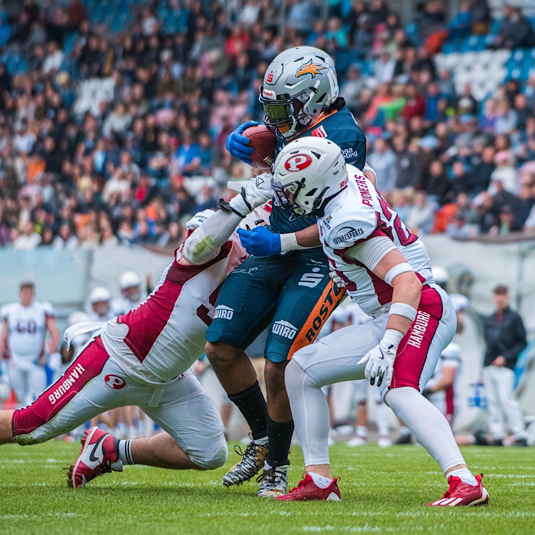 MLB Maurice Wright jr im Kampf mit den Pioneers - Foto: Anni.focus